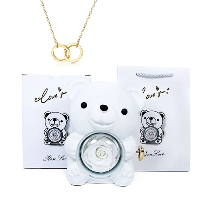 Eternal Rose Bear Jewelry Box with Necklace HM-STORE