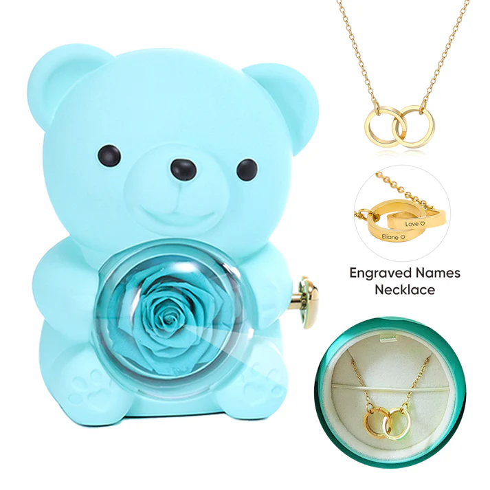 Eternal Rose Bear Jewelry Box with Necklace HM-STORE