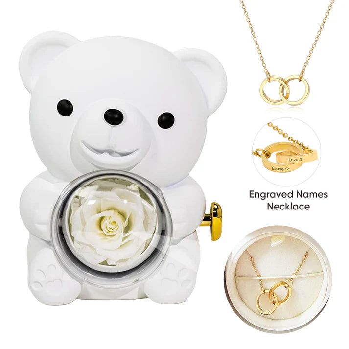 Eternal Rose Bear Jewelry Box with Necklace HM-STORE