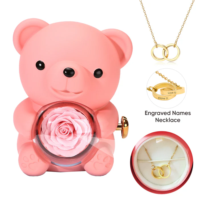 Eternal Rose Bear Jewelry Box with Necklace HM-STORE