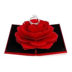 Rose Ring Box Creative Velvet Rose Engagement Jewelry Box for Wedding Jewelry Gift Box (Red)