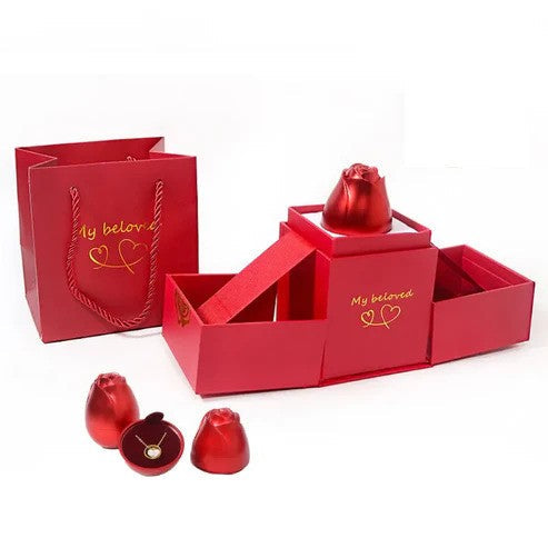 Lifting Rose Gift Box Necklace Ring Display Box For Women