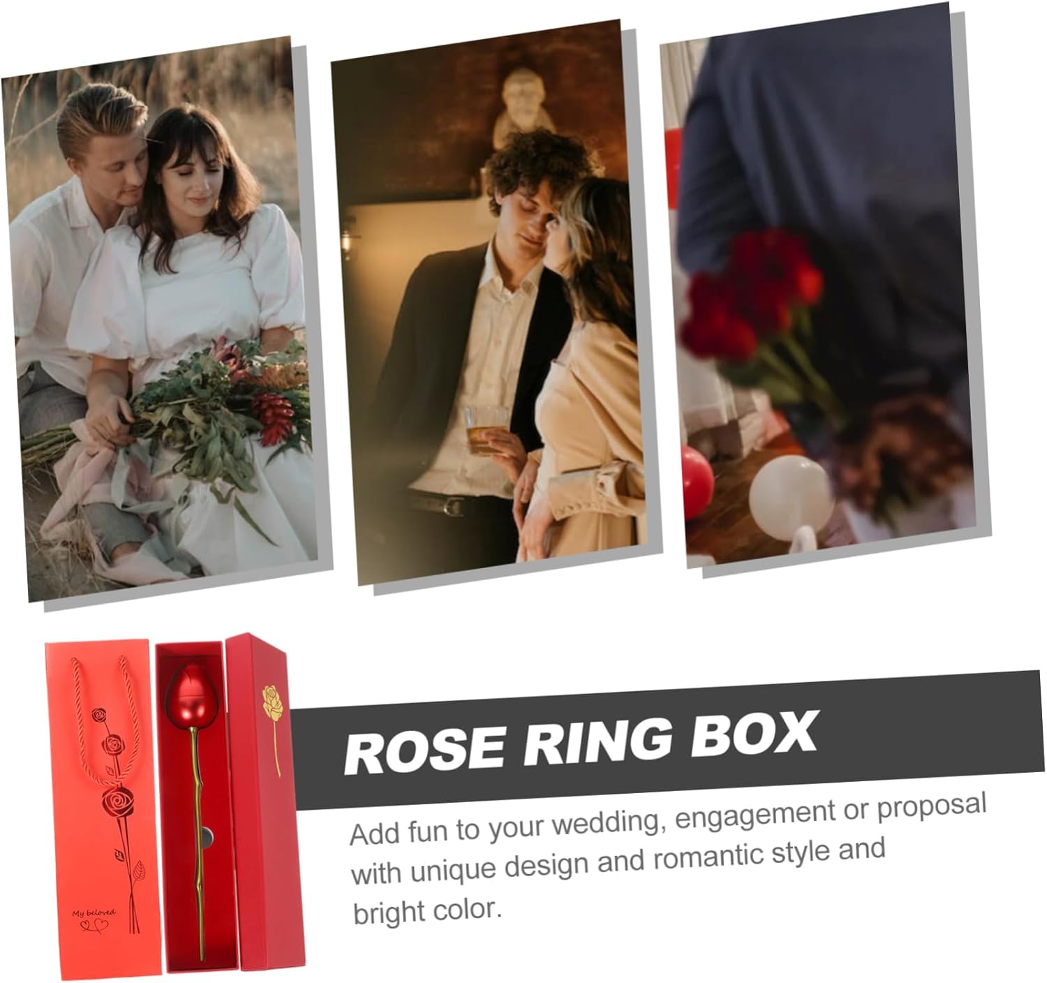 1 Set Box Rose Box Couples Rings Rose Shaped Jewelry Case Ring Case for Decor Earrings Necklace Manifest-cure