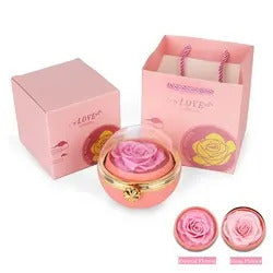 Elegant Rose Flower Rings Box Rotating Jewelry Box Necklace Set